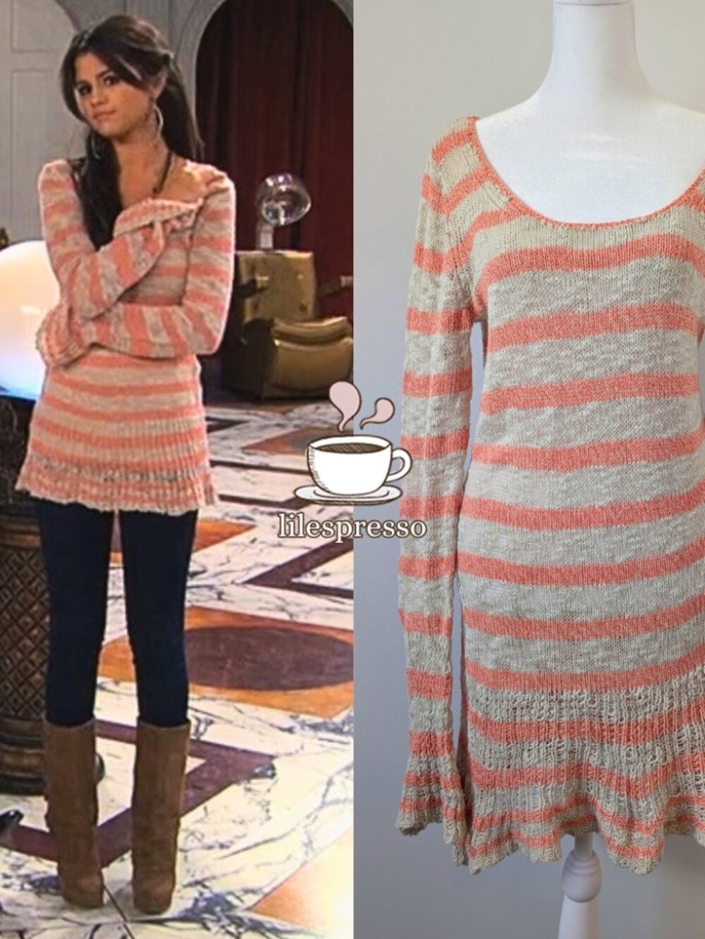 RARE free people striped kiwi bell cuff sweater ASO alex russo wowp (small)